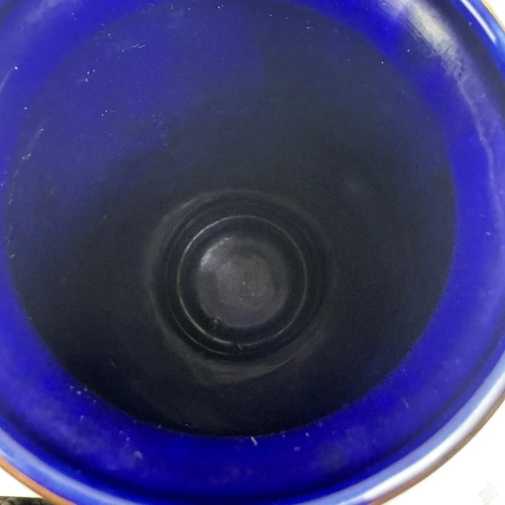 Vtg‎ 1960s Cobalt Blue Japanese Crane Vase Gold Trim Porcelain Japan 11